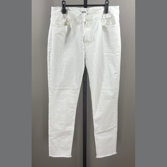 Paige Jeans Womens 30 white denim hoxton ankle peg skinny designer casual bow - Picture 1 of 9